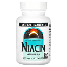 Load image into Gallery viewer, Niacin, Source Naturals,  100 mg, 250 Tablets
