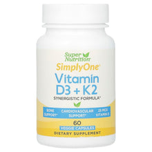 Load image into Gallery viewer, Super Nutrition, Vitamin D3 + K2, 60 Veggie Capsules
