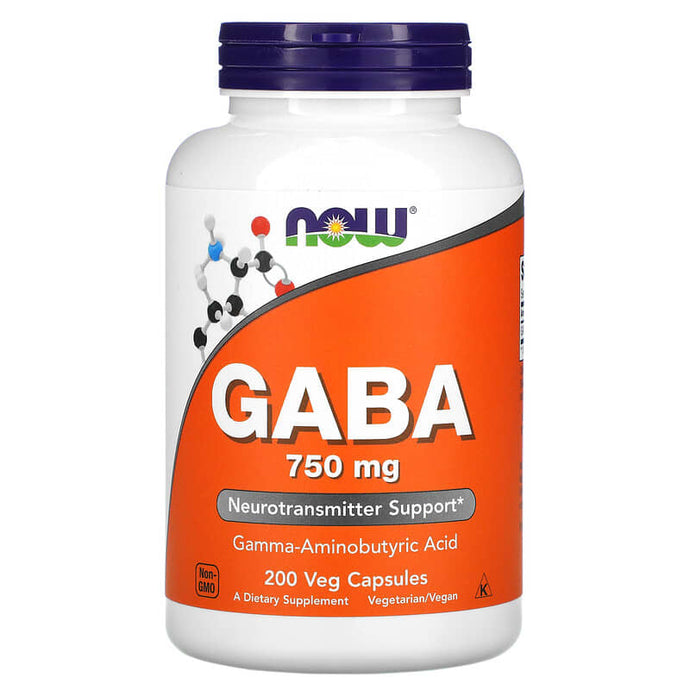 NOW GABA 750 mg, 200 Veg Capsules
