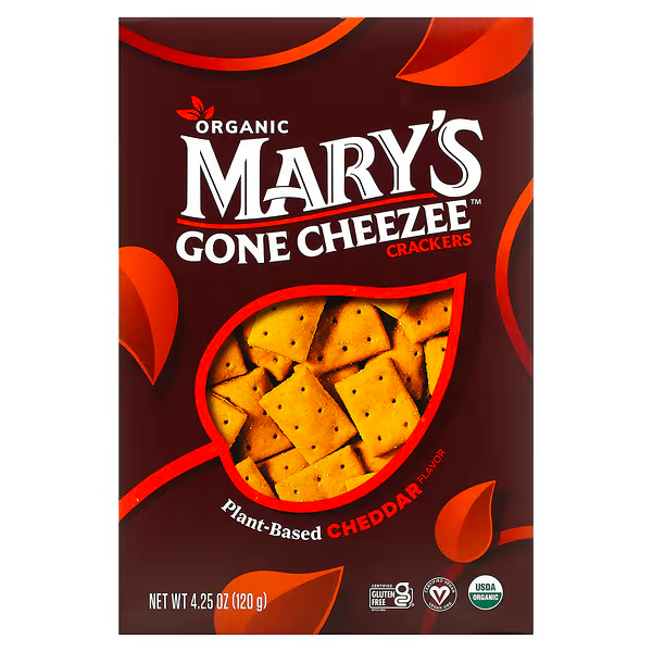 Mary's Gone Crackers, Mary's Gone Cheezee Plant-Based Crackers, Cheddar (120g)